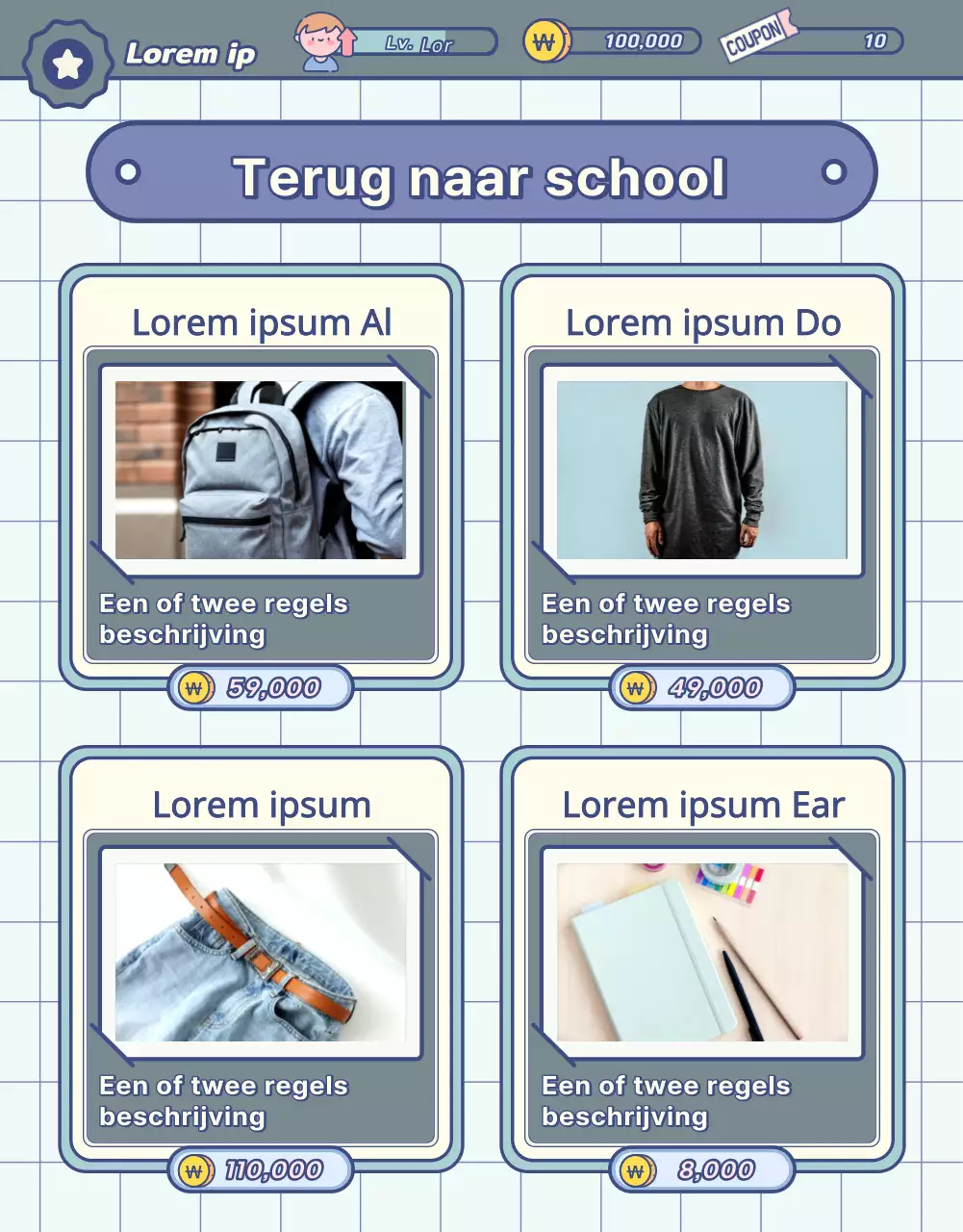 Back-to-school-artikelen met pastelkleurige krijtbord- en gameschermelementen