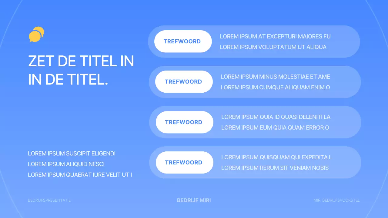 Een eenvoudige zakelijke presentatie in blauw en geel