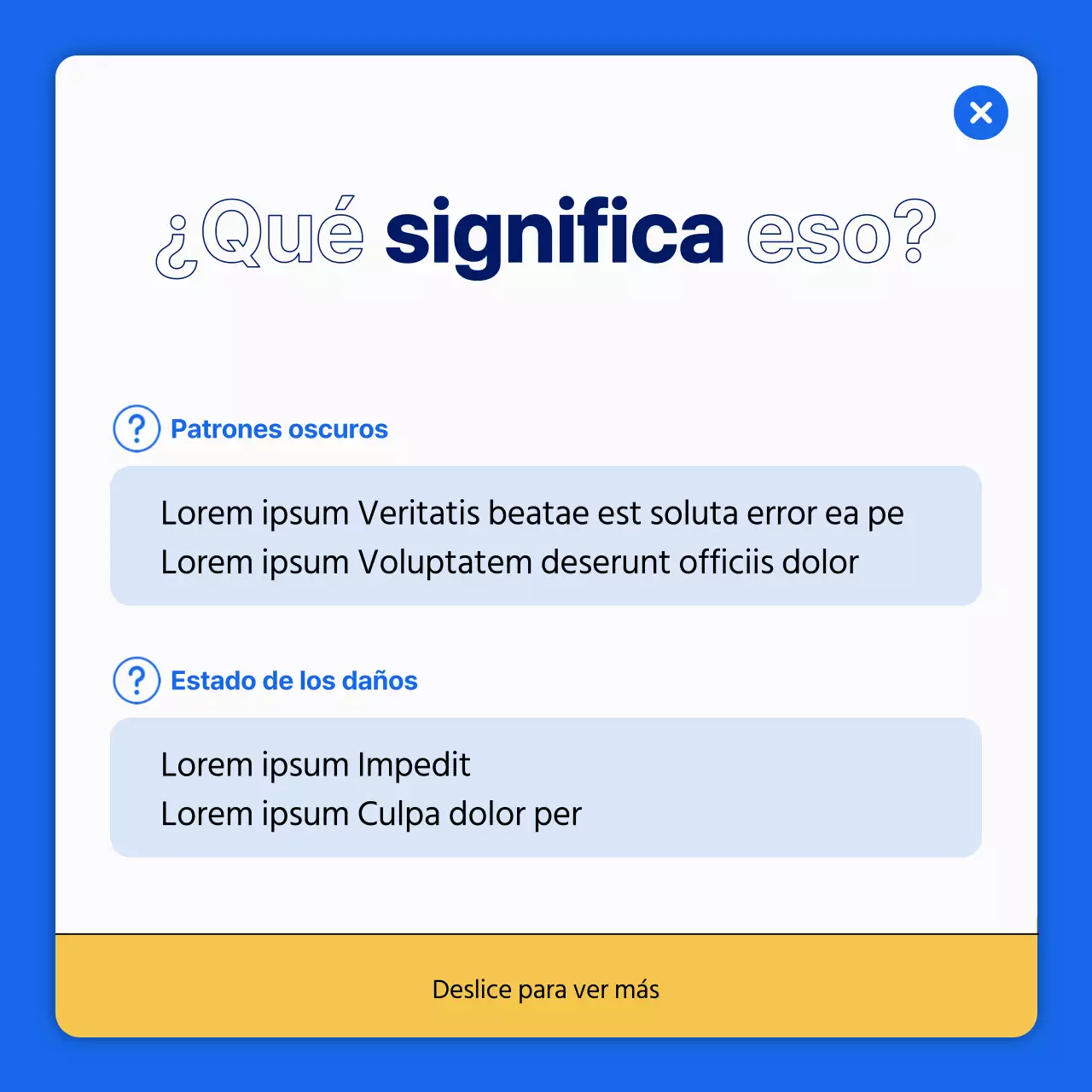 Explicación de la información para un simple patrón oscuro de azul y amarillo