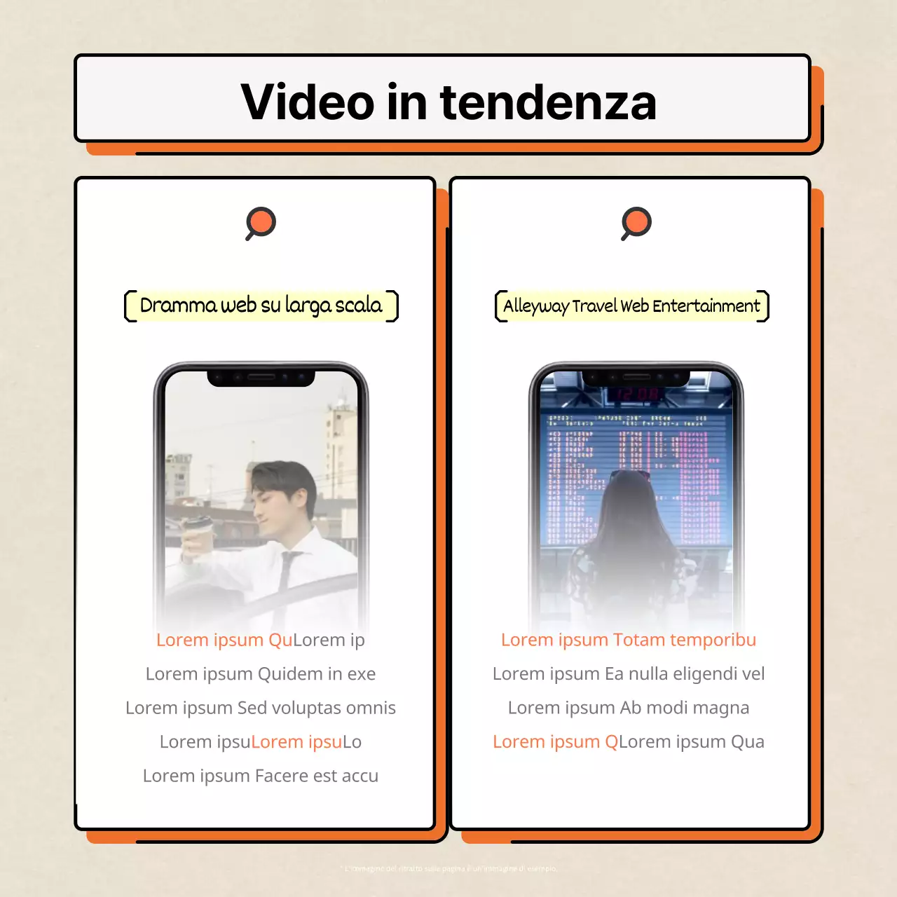 Arancione e bianco, moderno e pulito, che mette in evidenza le informazioni di marketing