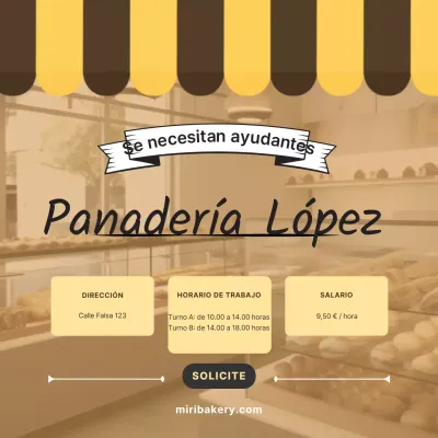 Sencillo puesto de trabajo de panadería en amarillo y marrón