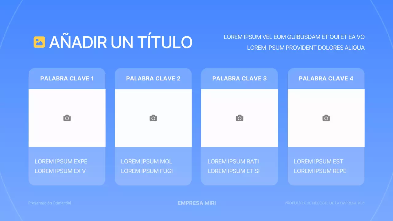 Una sencilla presentación empresarial en azul y amarillo