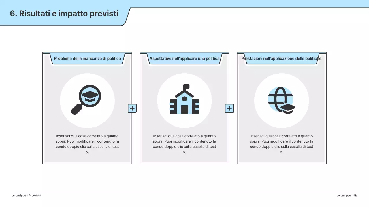 Una proposta politica con un'illustrazione pulita in azzurro e una forma a punto indice.