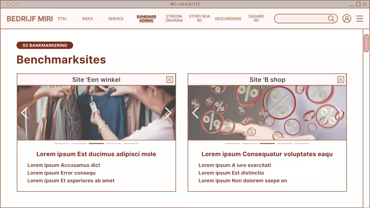 Eenvoudig ontwerp voor webpagina in beige en wit