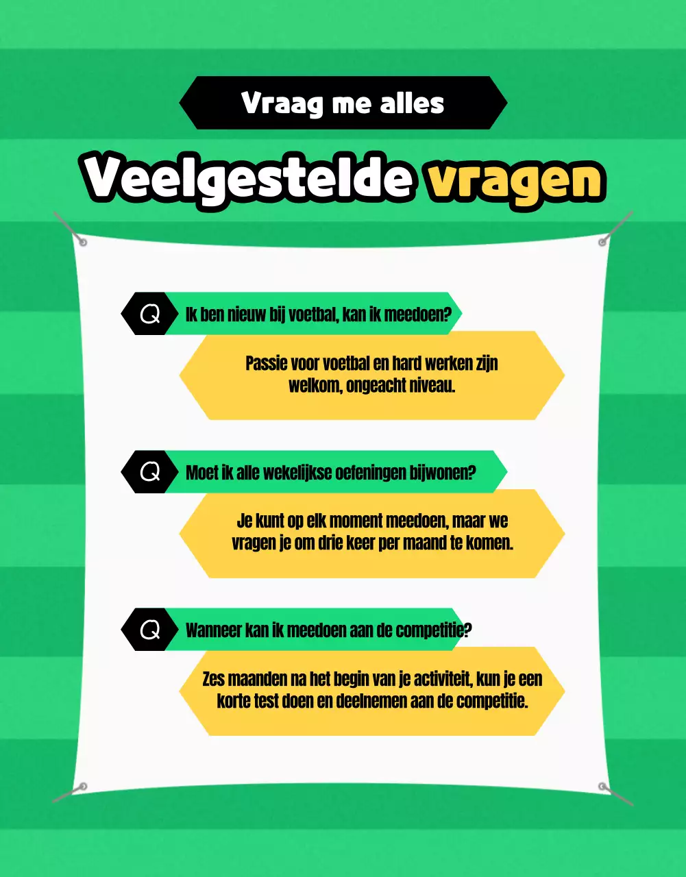 Rekrutering vrouwenvoetbal met een knal groen en geel