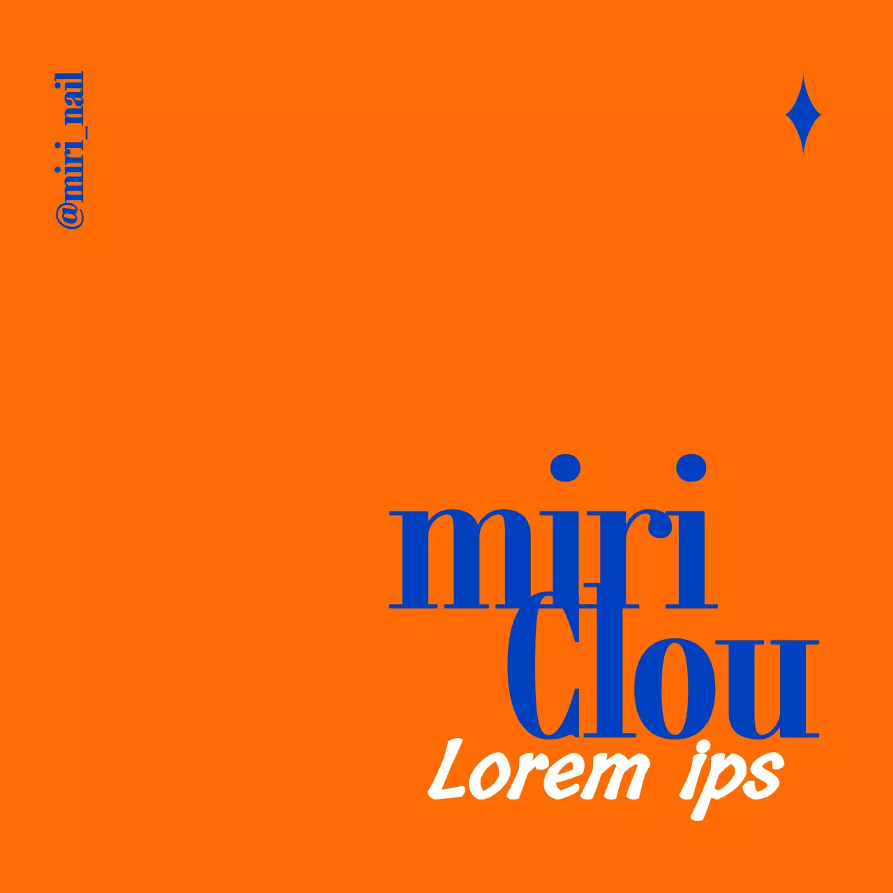 Promotion d'un magasin de nail art avec texte bleu et orange