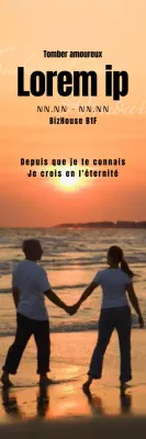 Bannière théâtrale avec un couple se tenant par la main sur fond de coucher de soleil