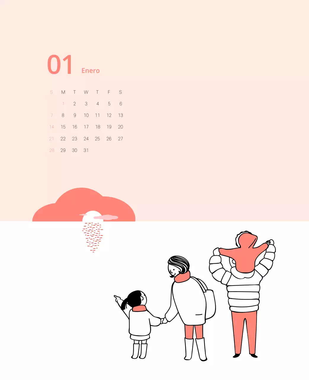 Calendario ilustrado multicolor