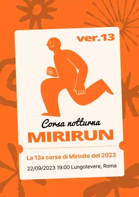 Uomo arancione illustrazione biglietto maratona carino