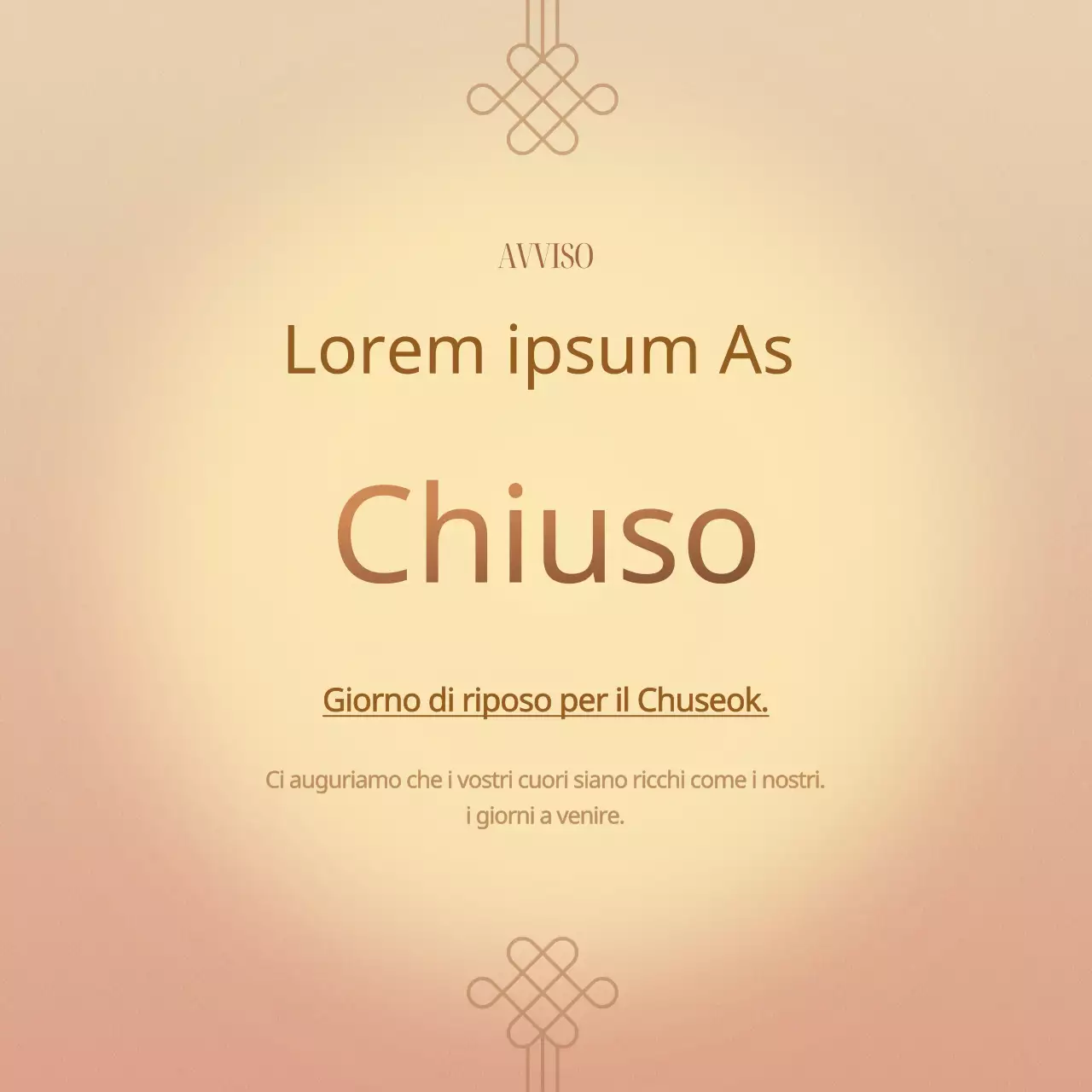 Annuncio di chiusura del Chuseok con un motivo tradizionale con colori sfumati di giallo e rosso