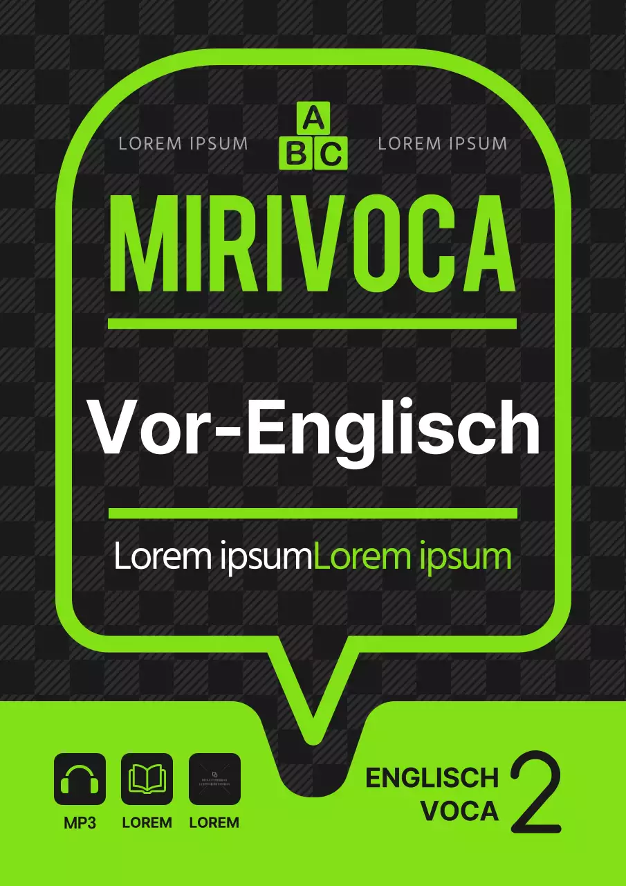 Englischsprachiges Schulbuch mit schwarzem und lindgrünem Sprechblasenkonzept