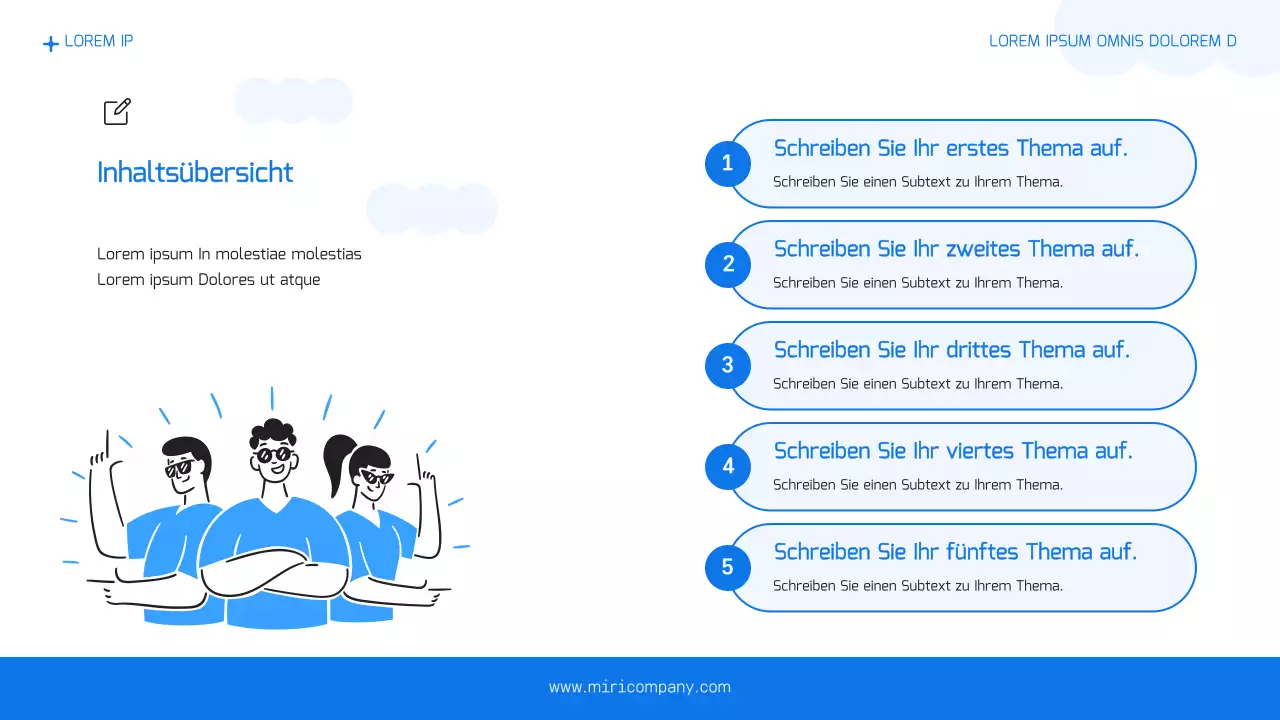 Ein einfacher Geschäftsplan in Hellblau und Blau