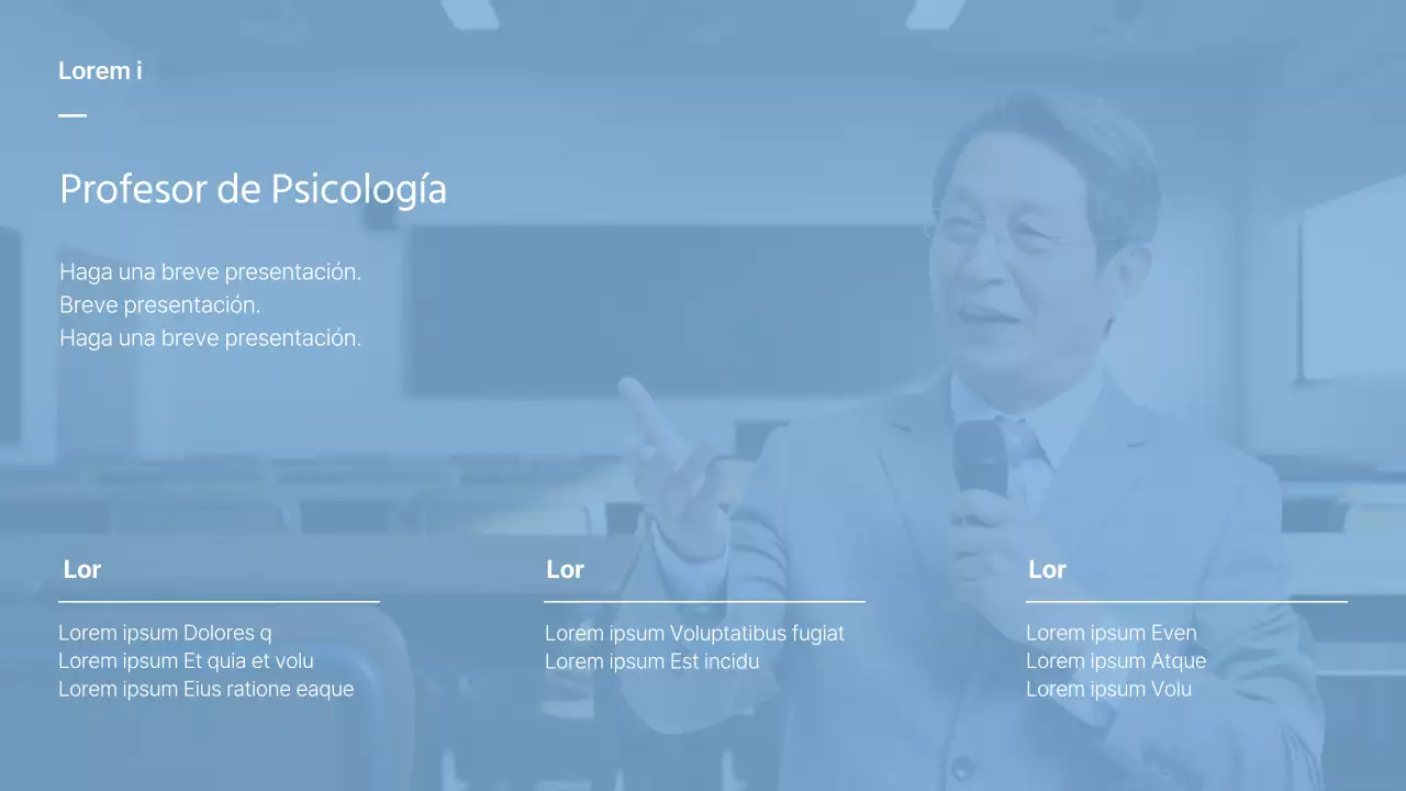 Orientación del curso mediante una foto con un degradado azul claro y blanco