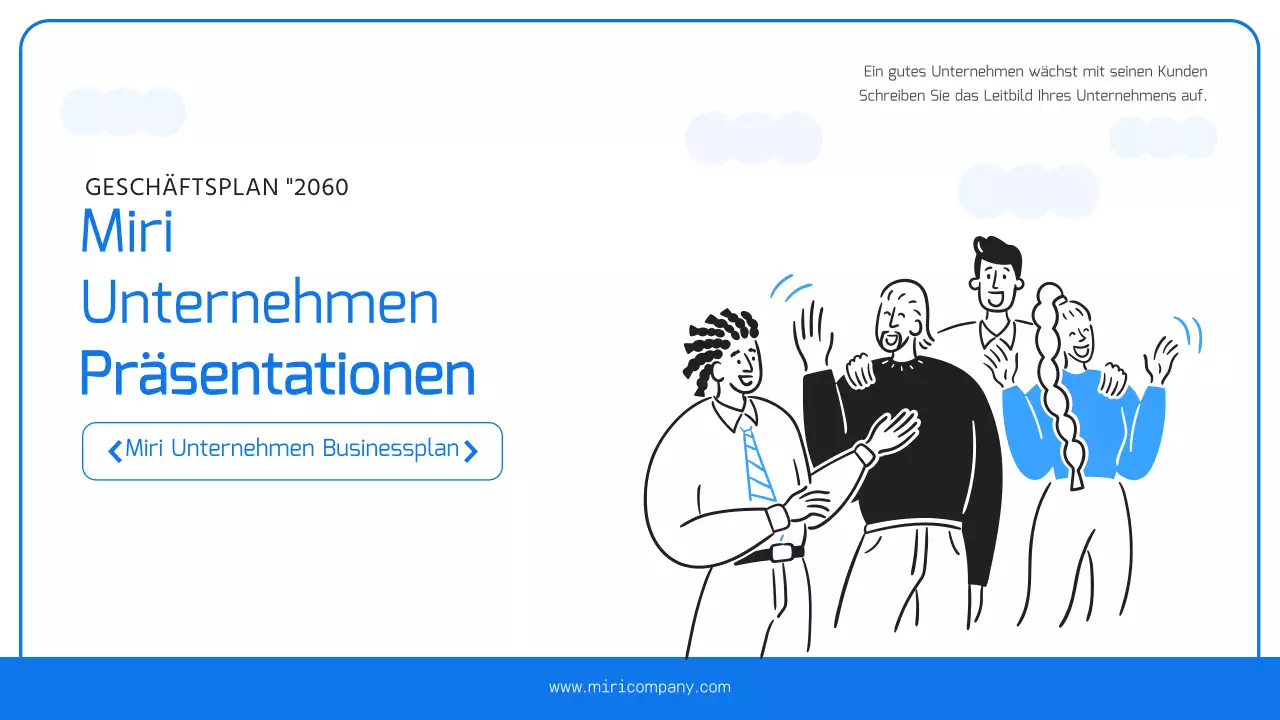 Ein einfacher Geschäftsplan in Hellblau und Blau