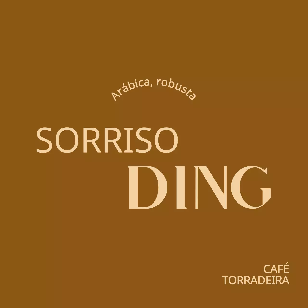 Promoção de um café de conceito simples e sofisticado com texto a preto e bege.