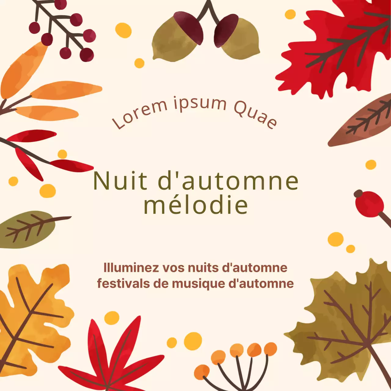 Illustration beige et automnale d'un festival de musique