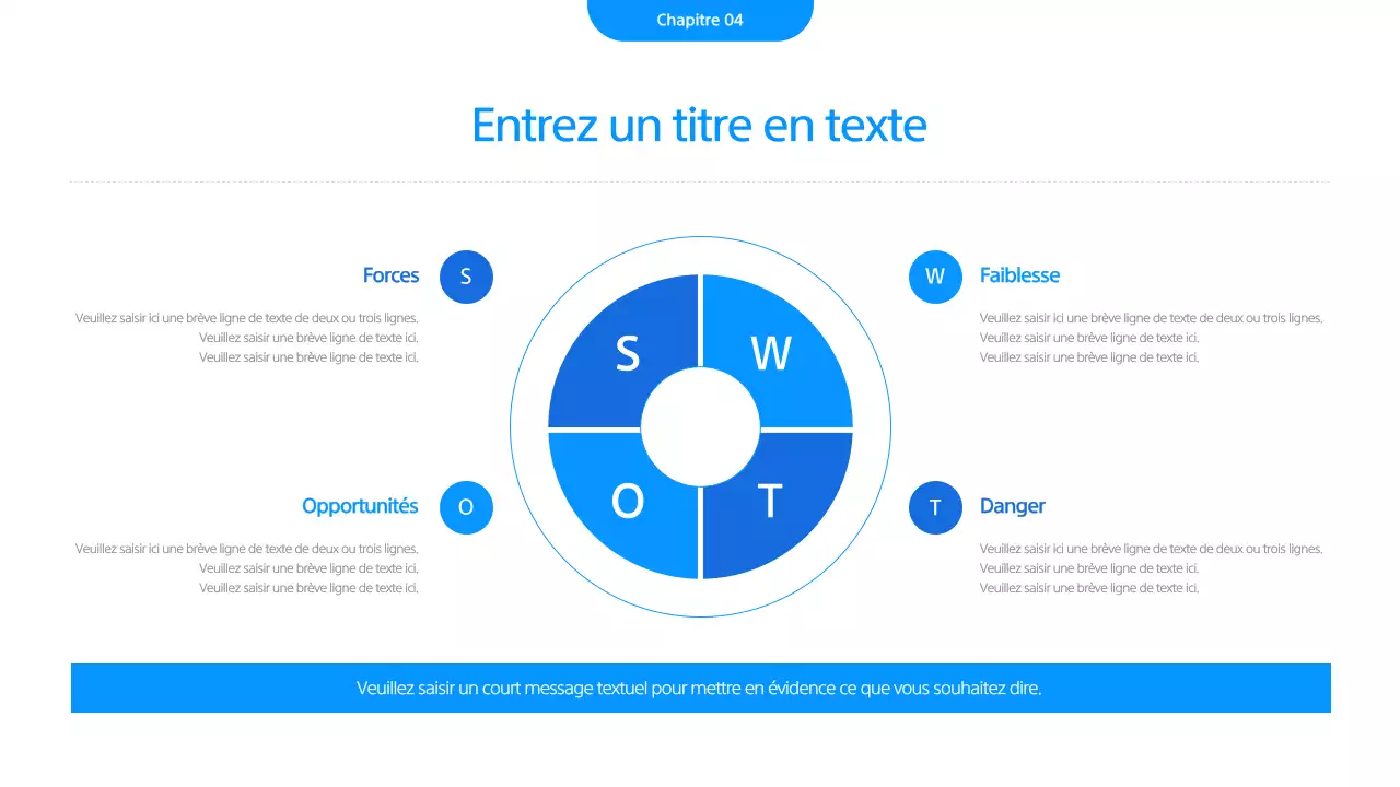 Une présentation commerciale simple en blanc et bleu