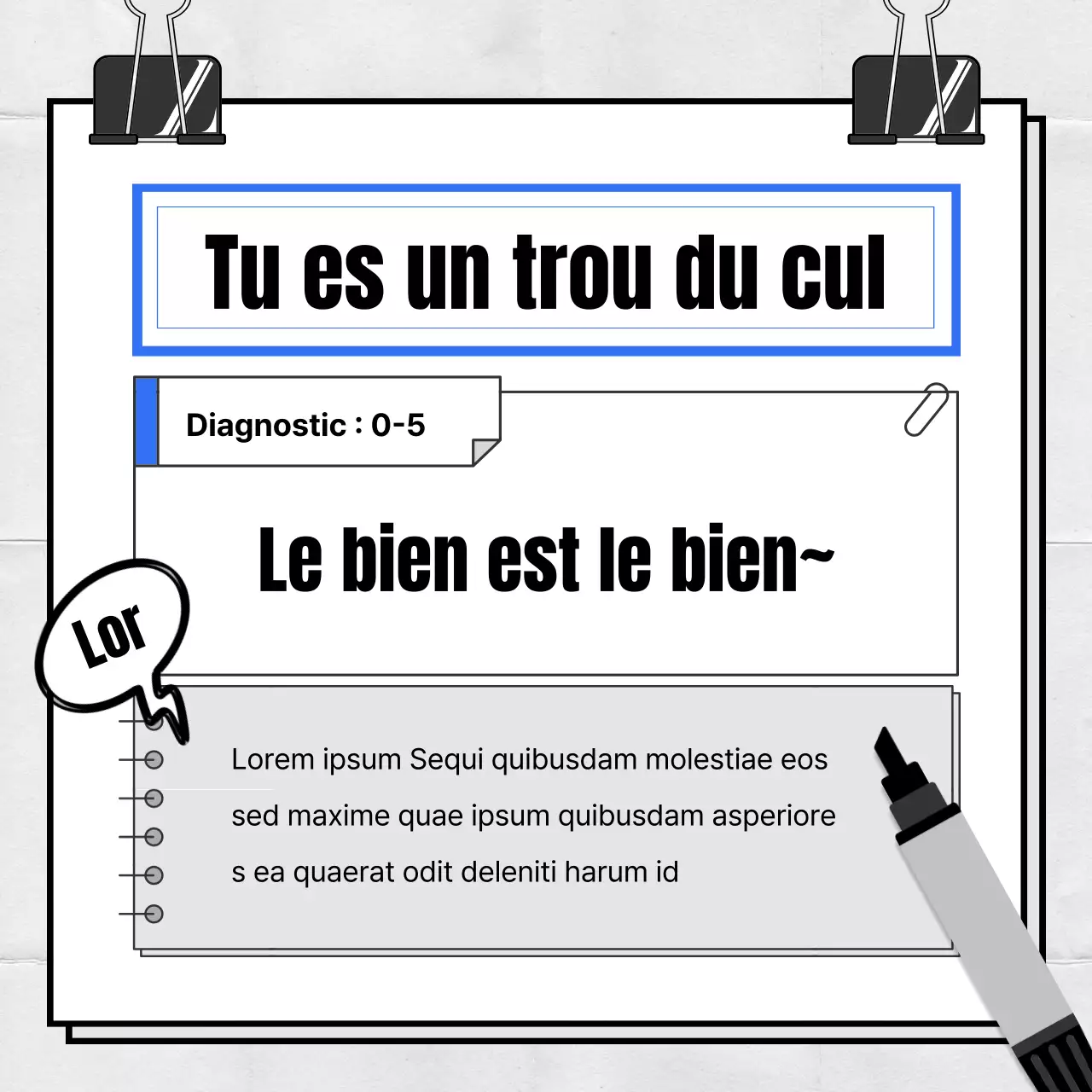 Un simple poste de test diagnostique bleu et blanc à la noix