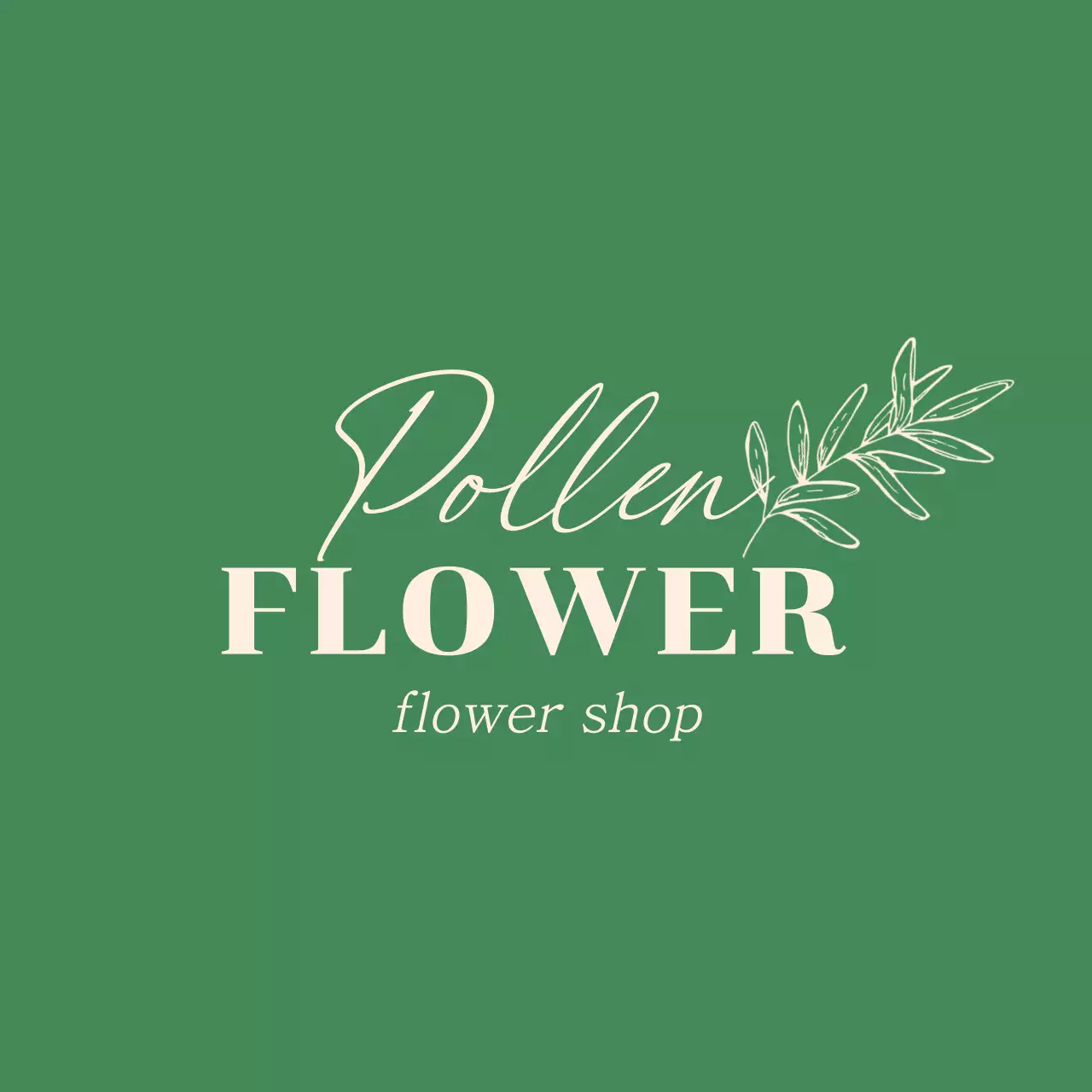 緑 シンプル フラワーショップ ロゴ