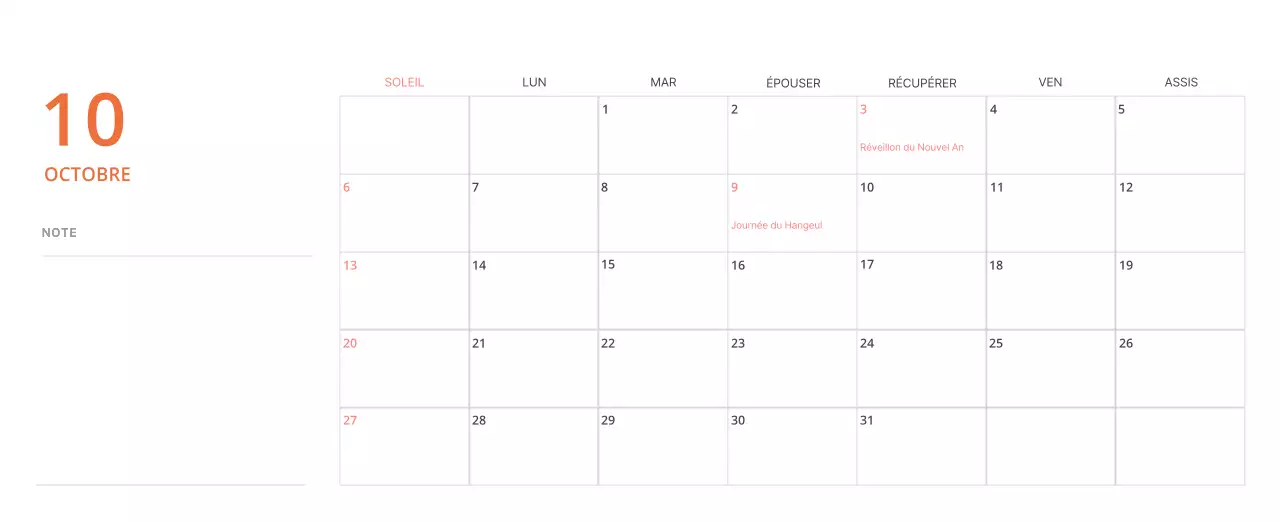 Calendrier de bureau illustré vert sur le thème de la famille