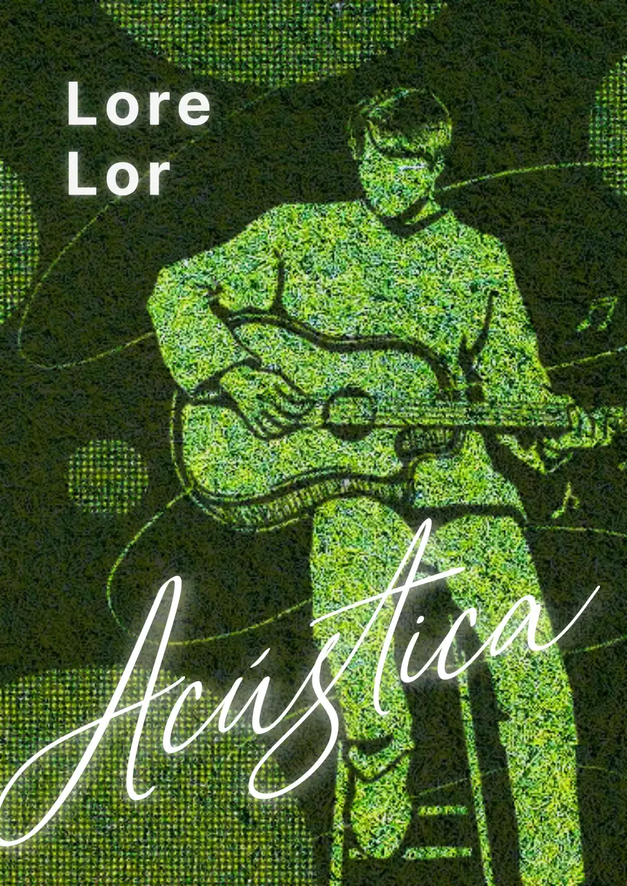 Ilustración de un hombre tocando una guitarra de barril en evento verde