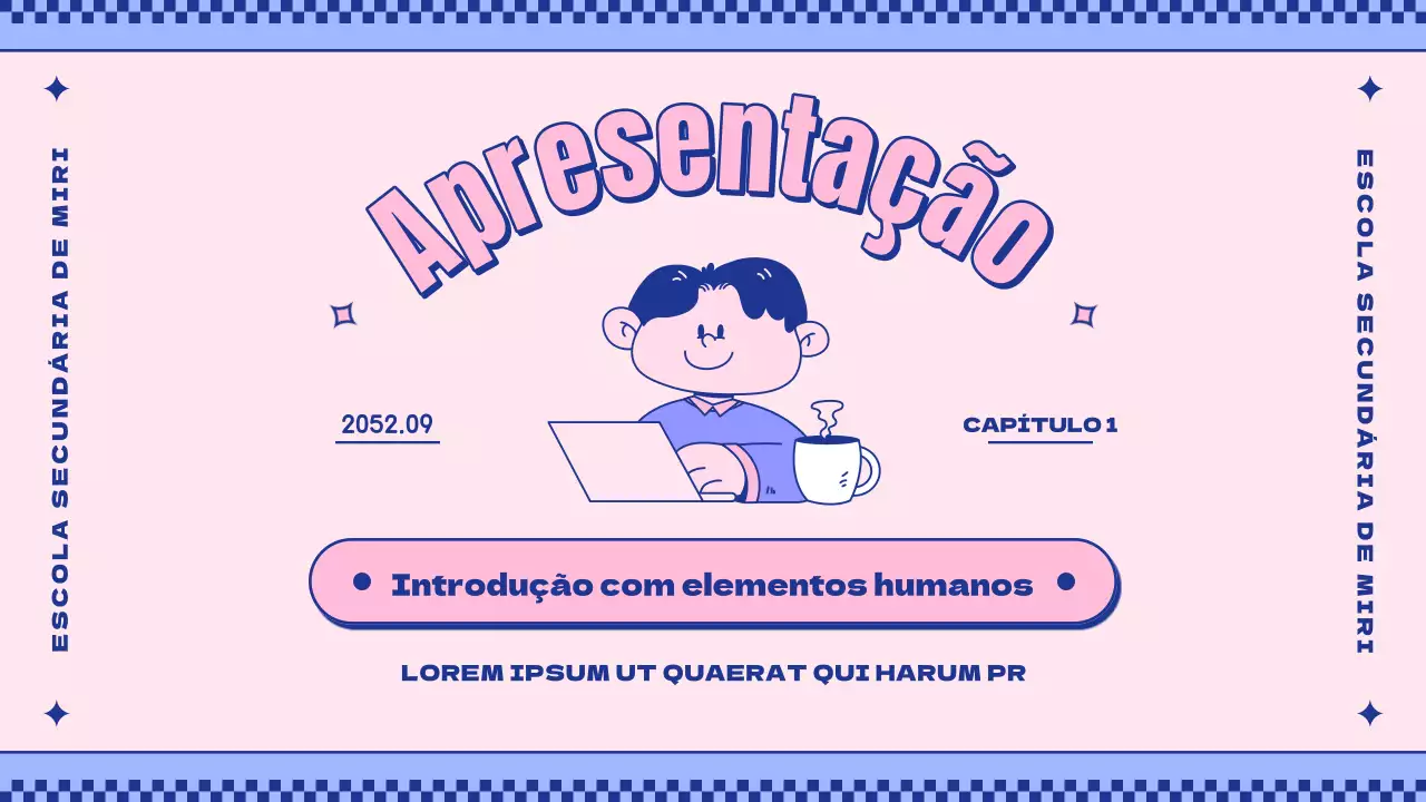 Introduzir o conceito de personagens cor-de-rosa e roxas