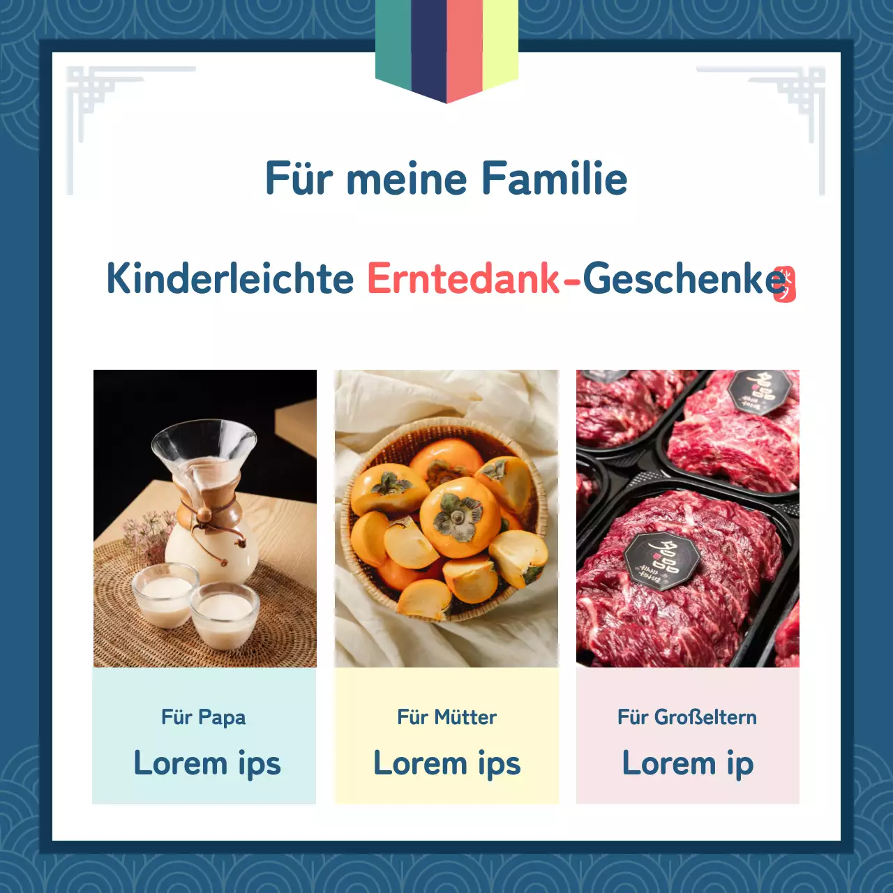 Chuseok-Ankündigung in traditionellem Muster mit Chartreuse-Akzenten