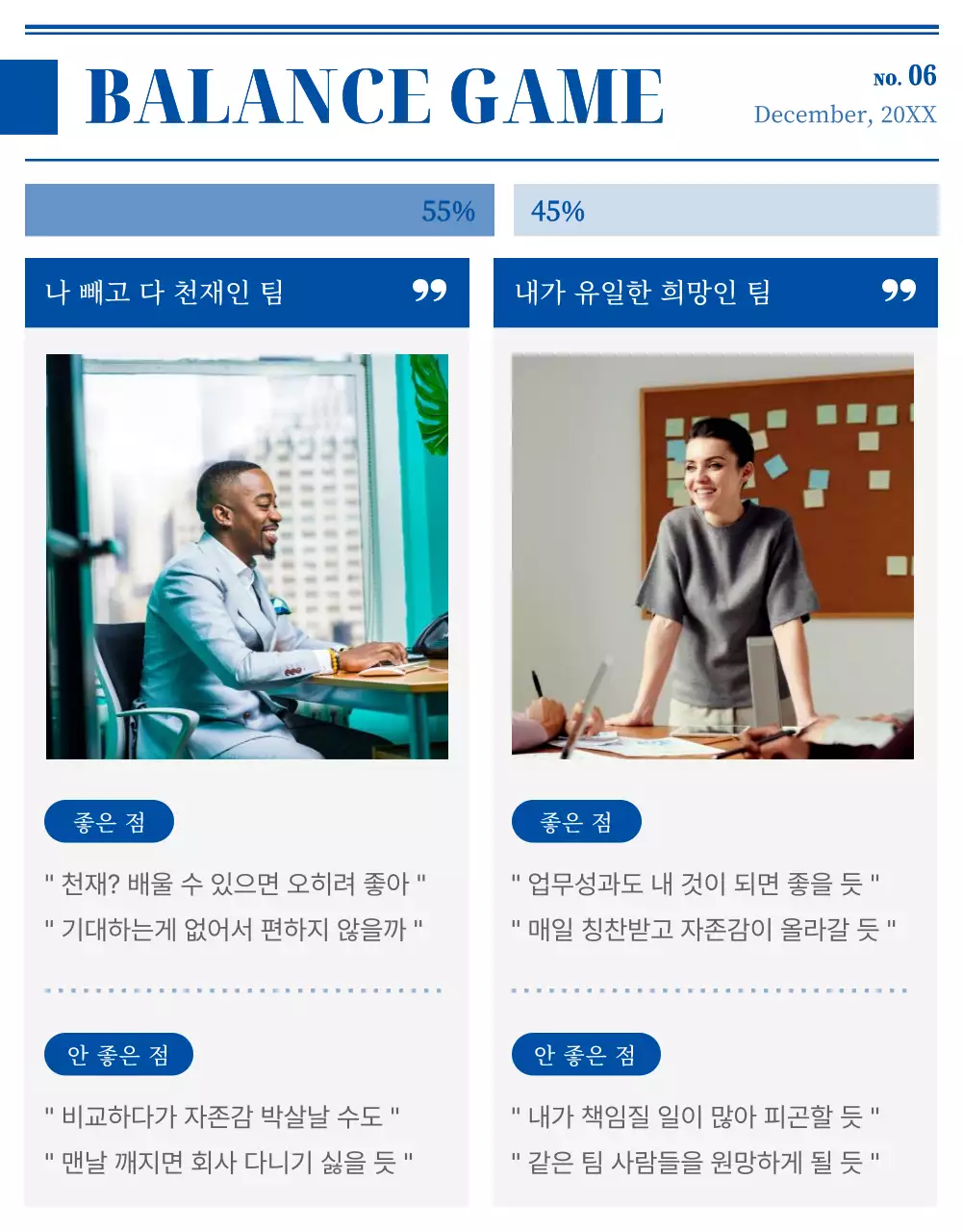 파랑과 흰색의 모던한 기업 매거진 안내서