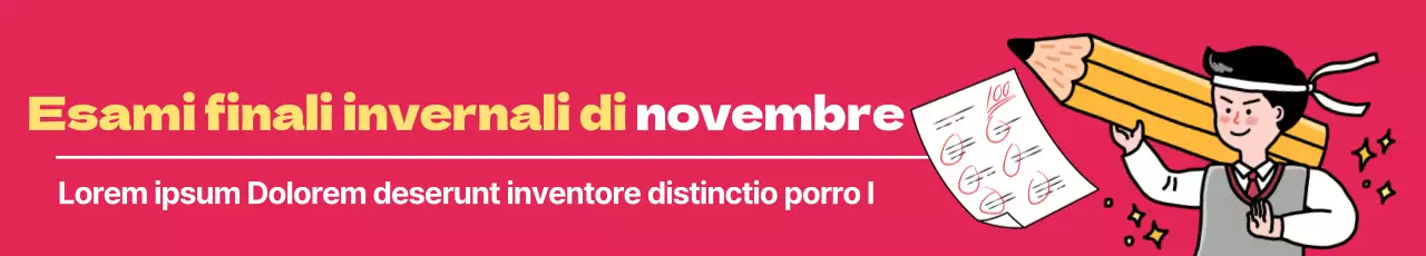 Promuovete gli speciali sugli esami finali con illustrazioni di studenti su sfondo rosa