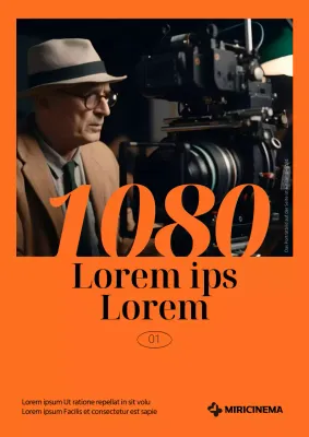 Ein Filmmagazin mit einem einfachen orangefarbenen Hintergrund und Fotos von Menschen