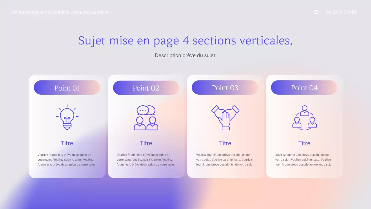 Modèle de présentation d'entreprise avec dégradé violet