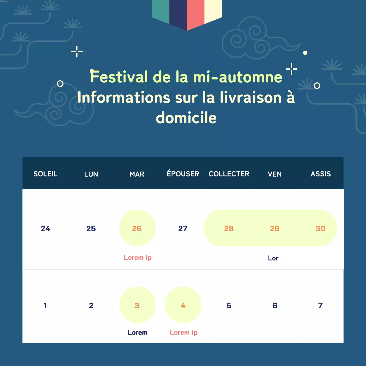 Faire-part de Chuseok dans un motif traditionnel avec des accents chartreux