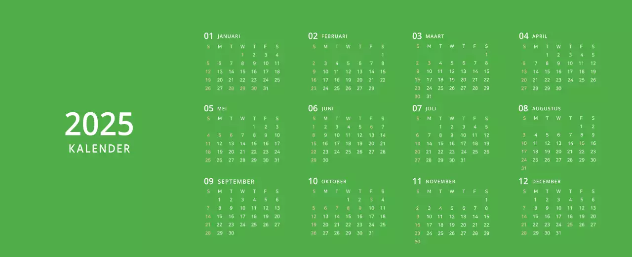 Schattige geïllustreerde groene bureaukalender met familiethema