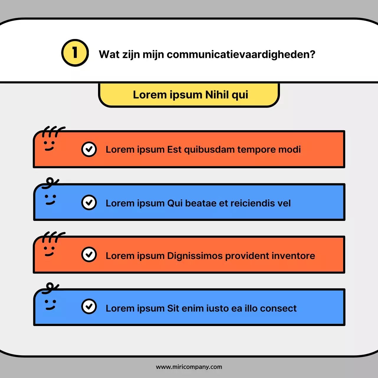 Schattige karaktervormpjes in oranje en blauwe conceptkaartenNews Kit
