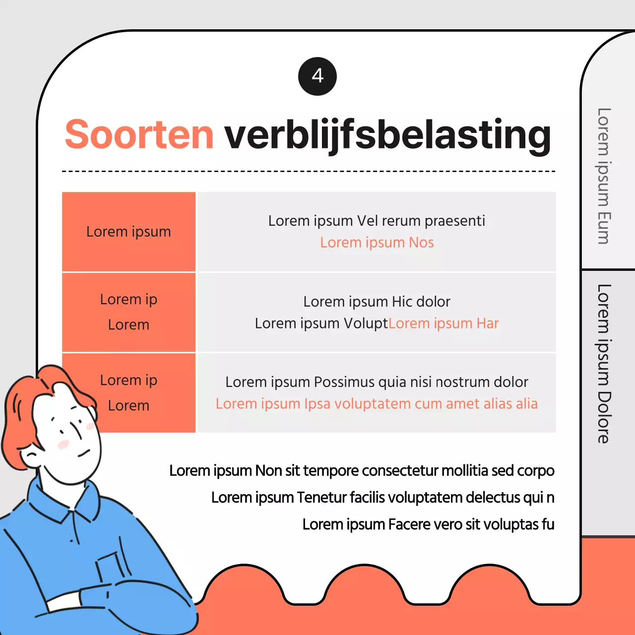 Lichtblauwe en oranje illustratie van betalingsinstructies voor de verblijfsbelasting