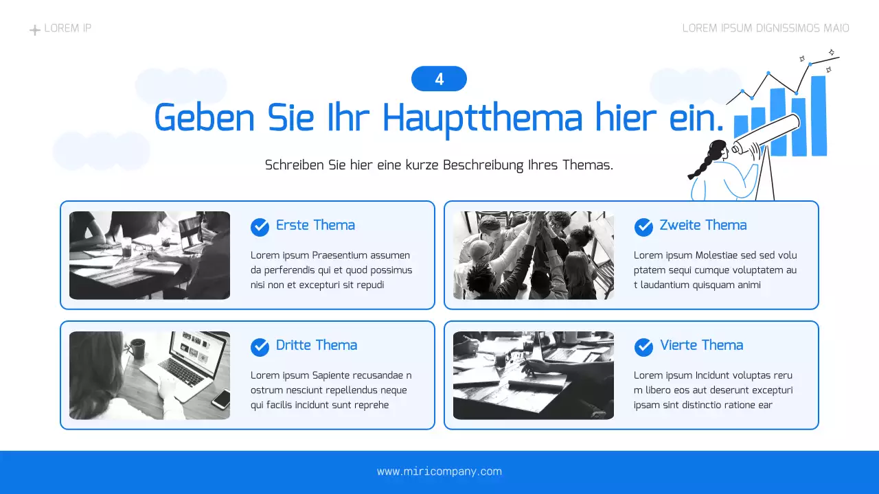 Ein einfacher Geschäftsplan in Hellblau und Blau