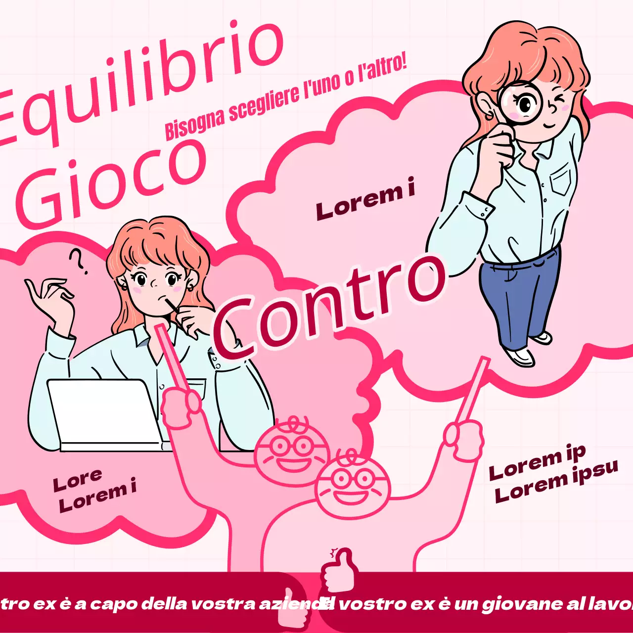 Una pubblicità kitsch di un gioco di equilibrio rosa