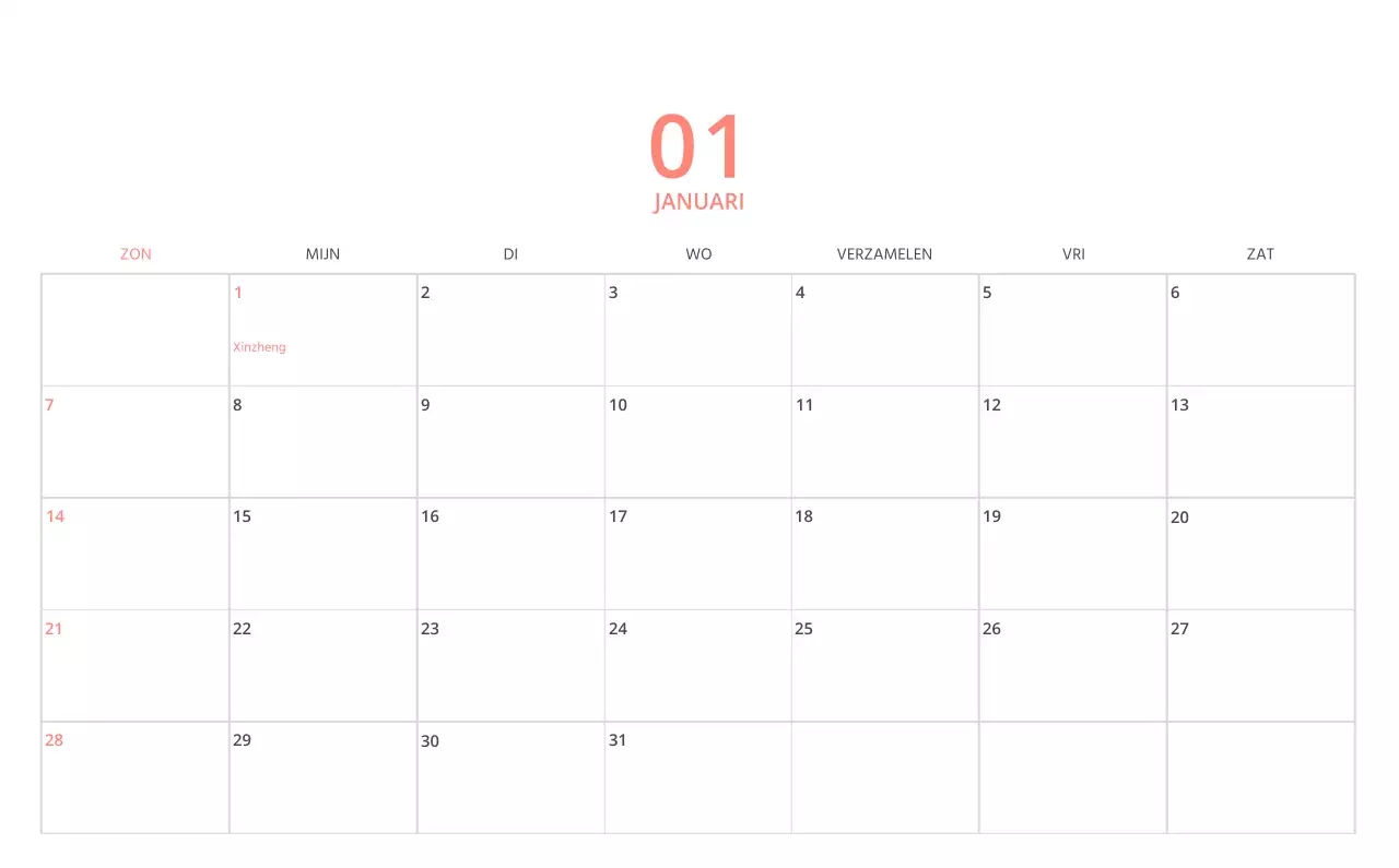 Schattige geïllustreerde groene bureaukalender met familiethema