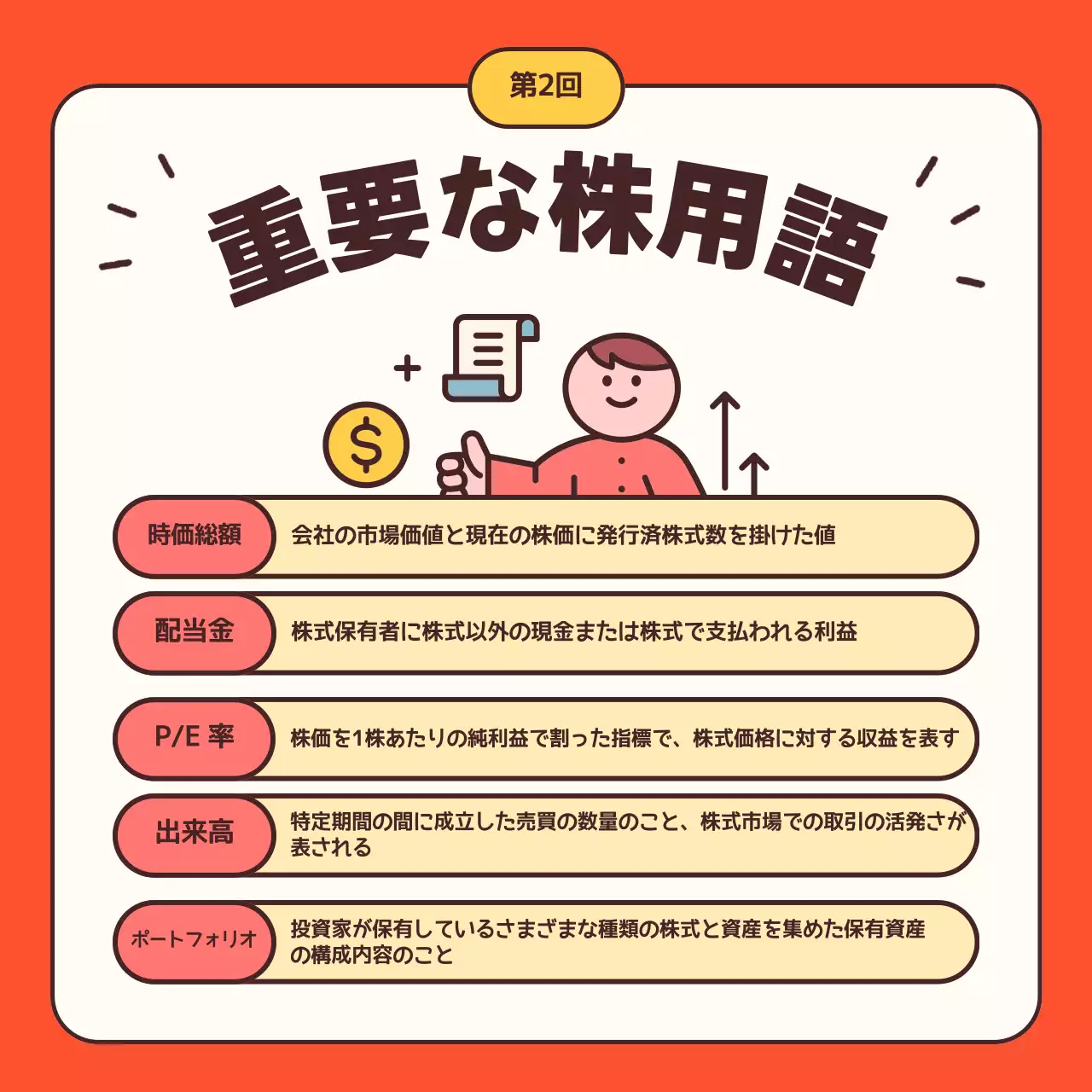 オレンジ かわいい 株式講座 ポスター Instagram カルーセル
