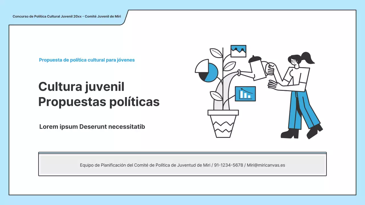 Una propuesta política con una ilustración limpia en azul claro y forma de punto índice.
