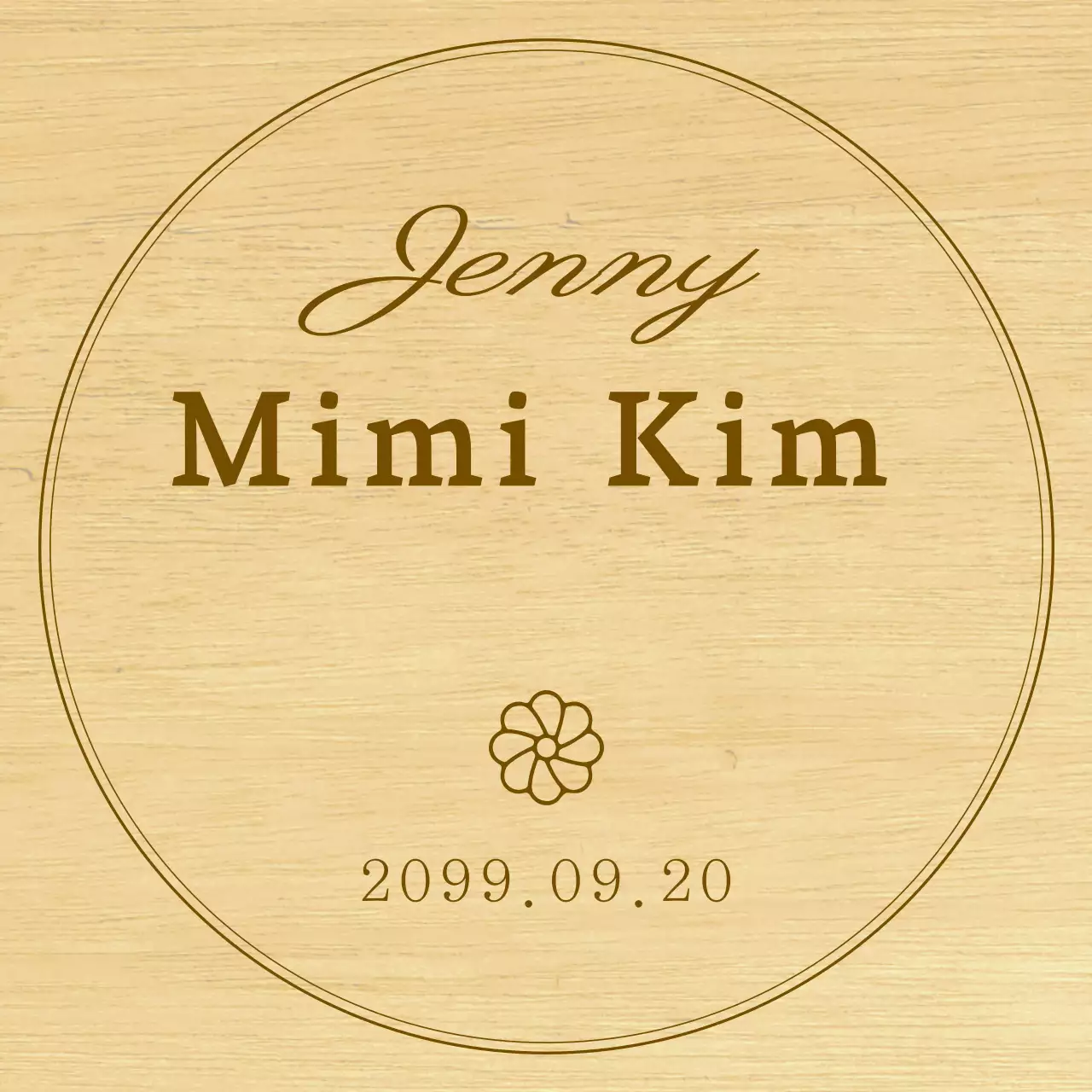 Una semplice targa ricordo in legno con testo e illustrazioni per festeggiare il primo compleanno del vostro bambino.