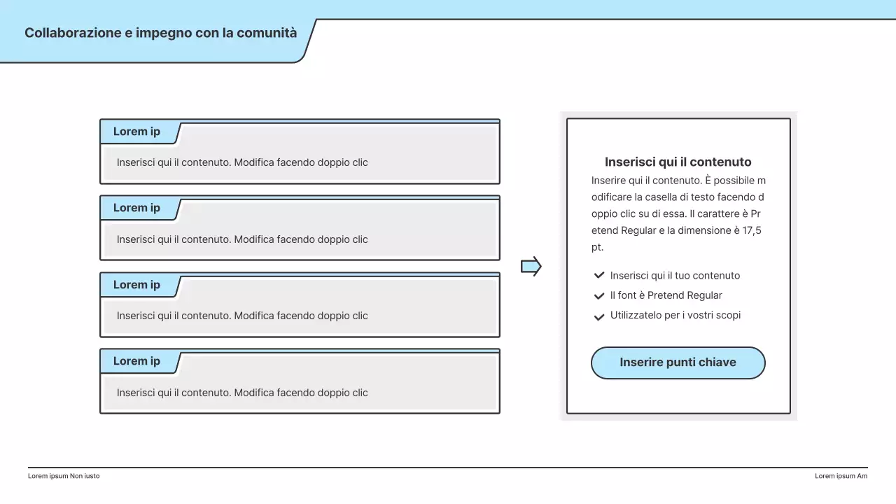 Una proposta politica con un'illustrazione pulita in azzurro e una forma a punto indice.