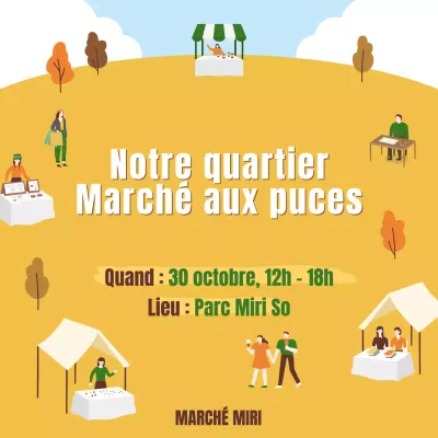 Promouvoir un marché aux puces d'automne moderne dans les tons bruns et jaunes