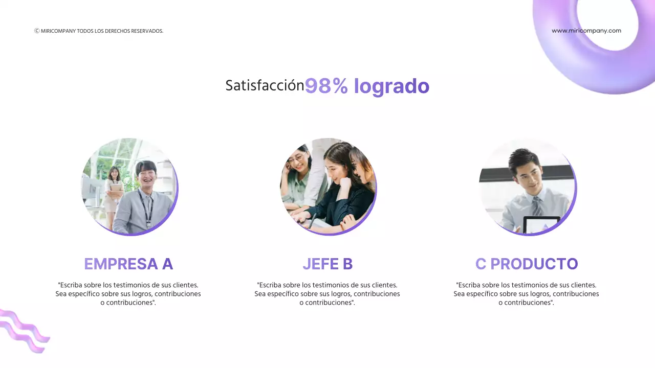 Formas 3D con degradado púrpura para presentaciones comerciales