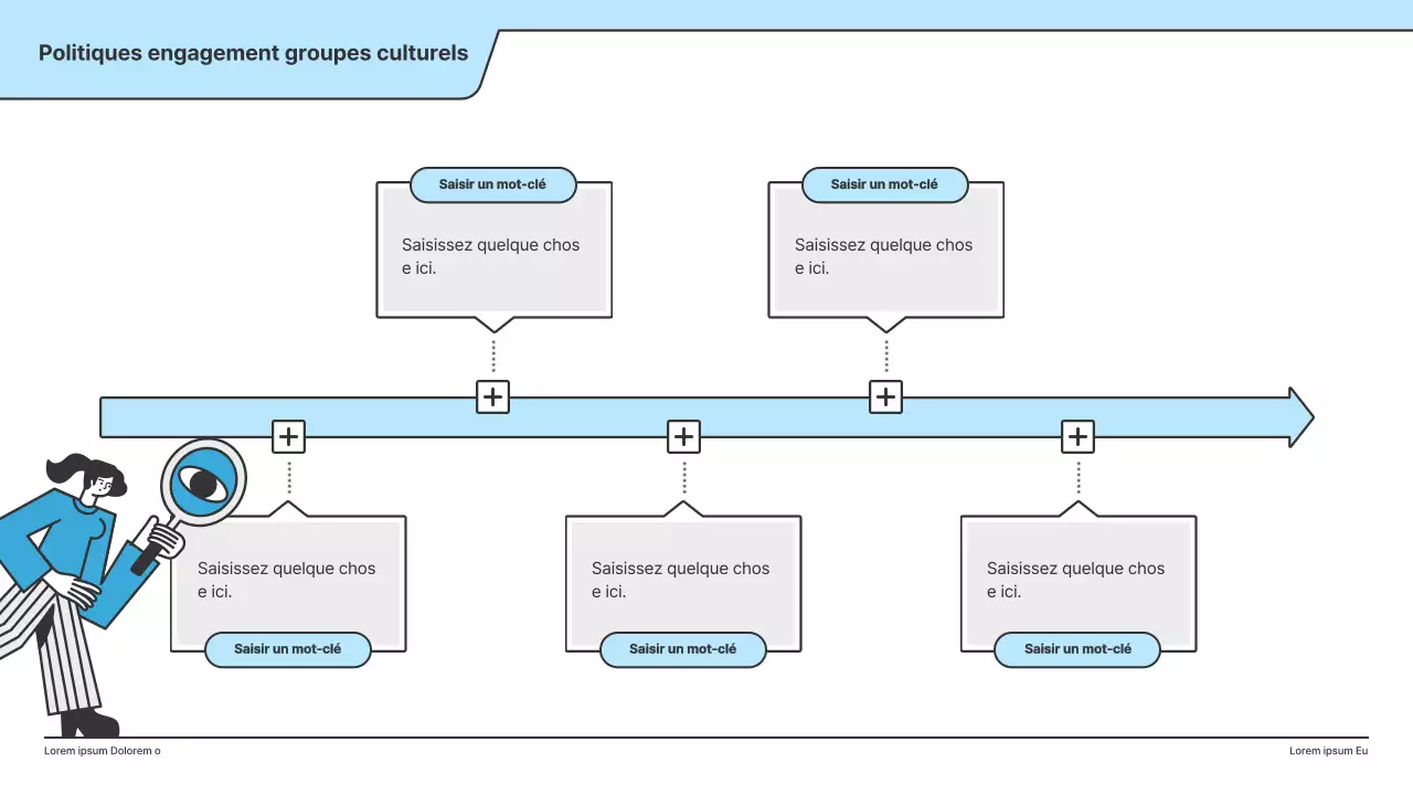 Une proposition politique avec une illustration claire en bleu clair et une forme de point d'indice.
