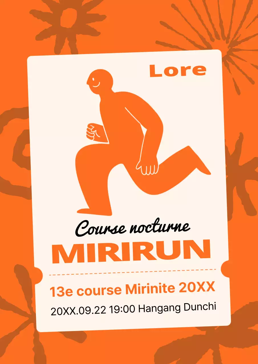 Illustration d'un homme orange, billet de marathon
