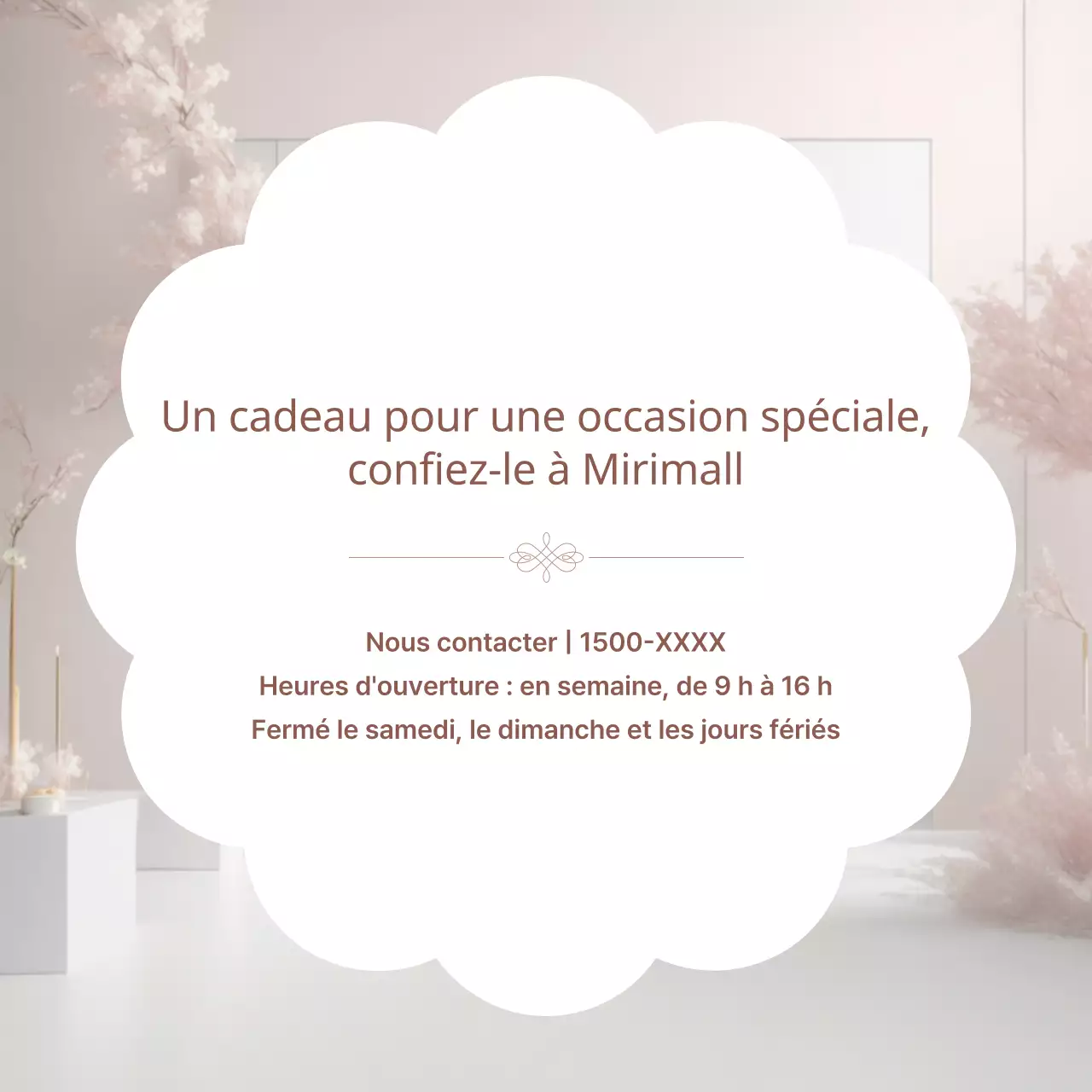 Publicité pour un cadeau de mariage élégant sur fond ivoire