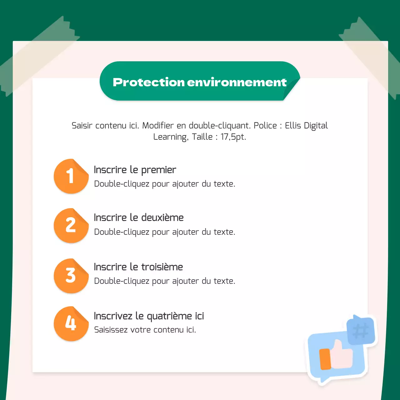 Un joli concept d'autocollant orange et vert pour l'environnement CardNews