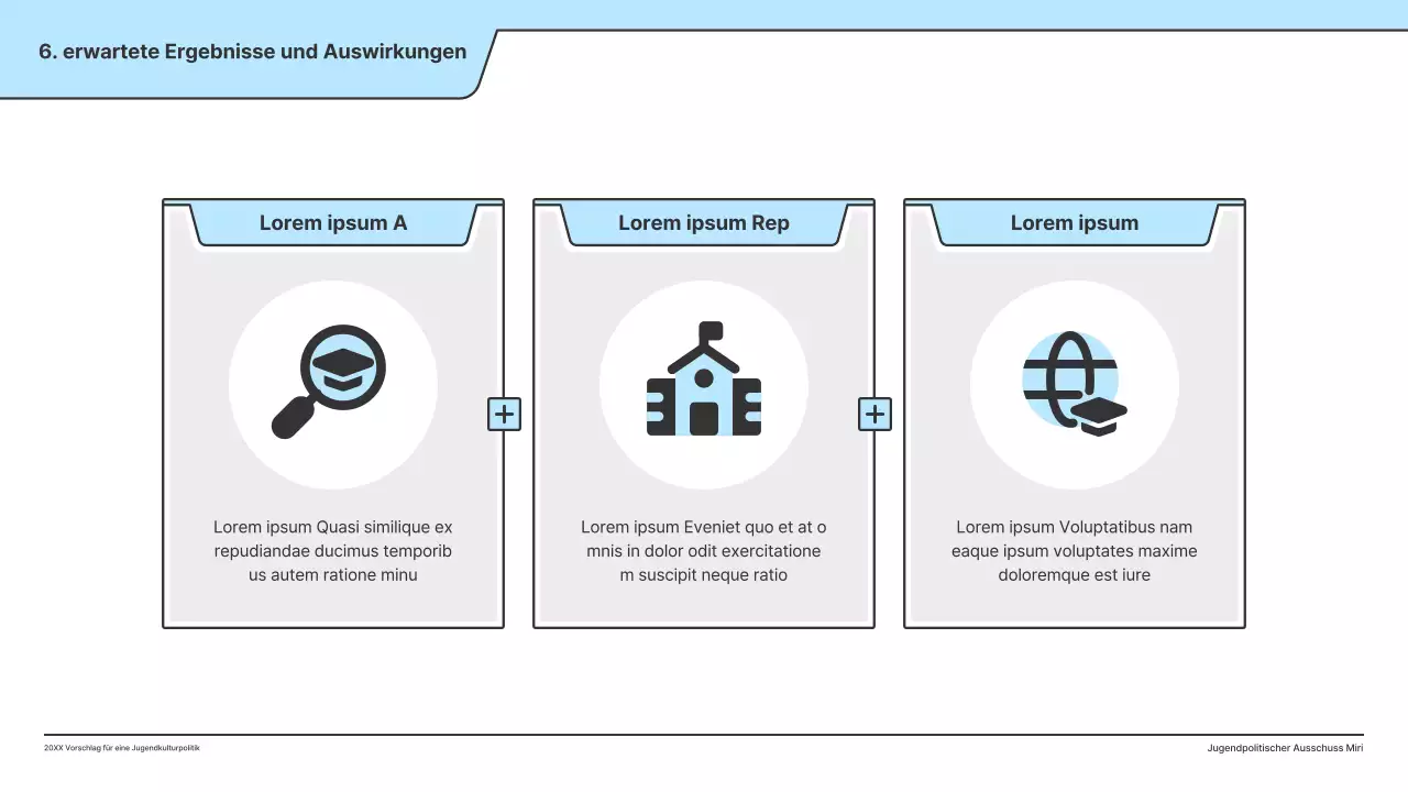 Ein politischer Vorschlag mit einer sauberen Illustration in Hellblau und einer Indexpunktform.