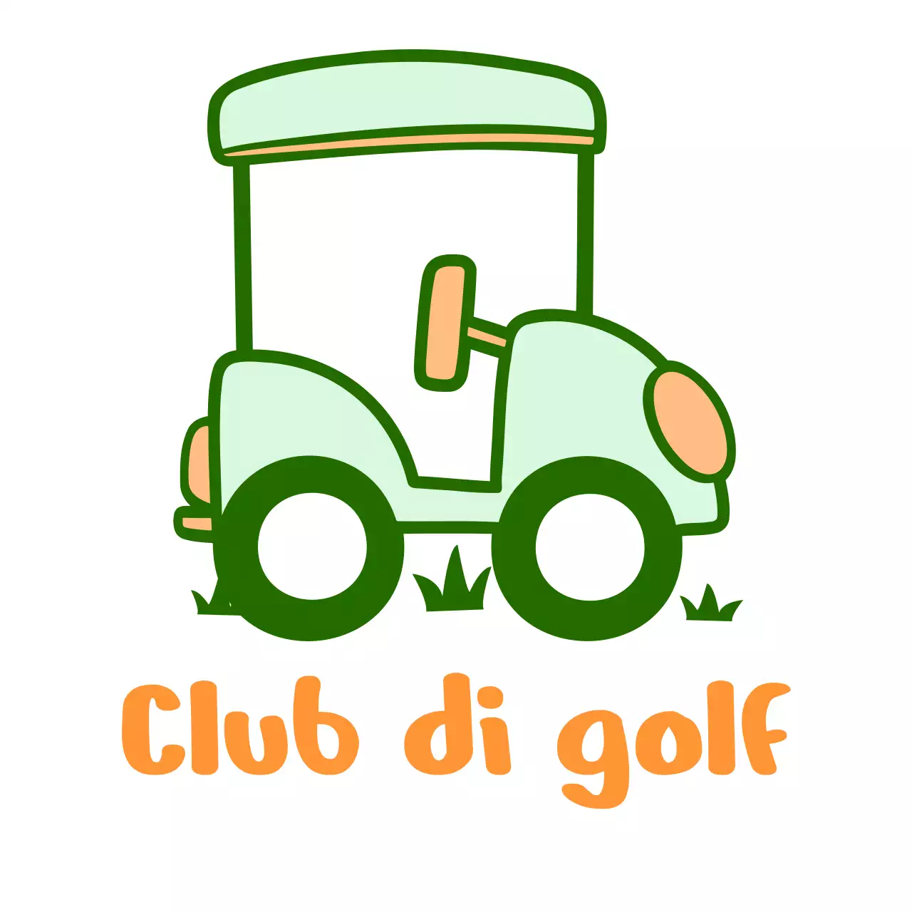Dedicato alle mazze da golf con un concetto di illustrazione di un simpatico orso in verde e arancione
